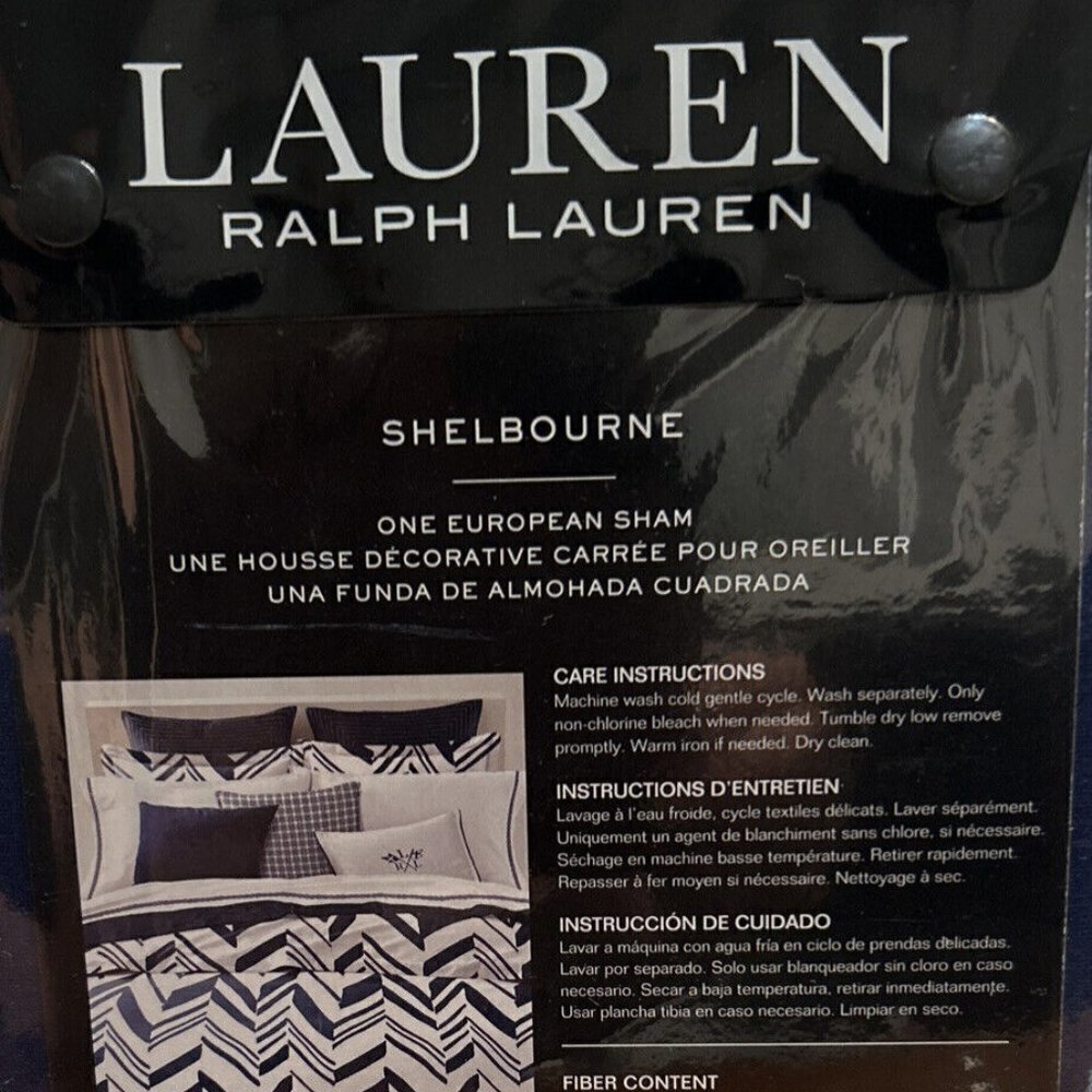 NWT - Ralph Lauren Home Blue and White Shelbourne Euro Sham - Picture 5 of 7